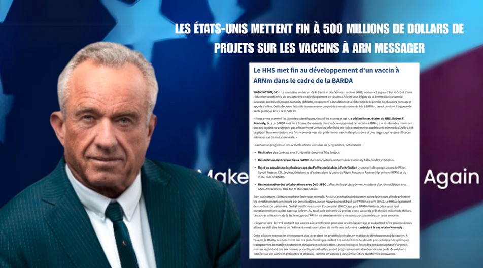 Les États-Unis mettent fin à 500 millions de dollars de projets sur les vaccins à ARN messager