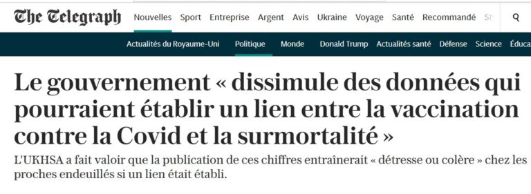 Les autorités britanniques refusent de fournir les statistiques sur la surmortalité et avouent redouter un lien entre vaccination et surmortalité