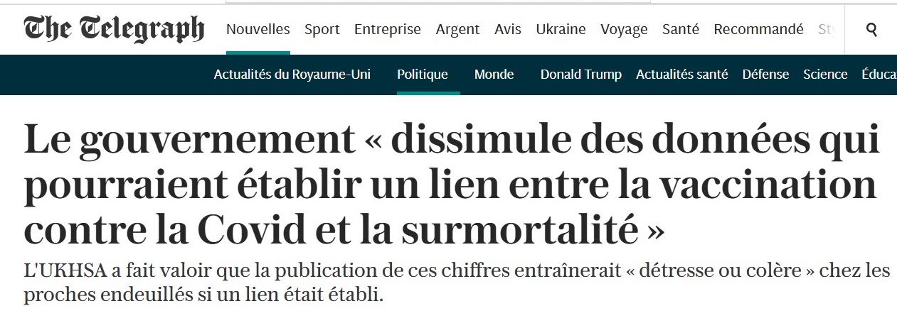 Les autorités britanniques refusent de fournir les statistiques sur la surmortalité et avouent redouter un lien entre vaccination et surmortalité